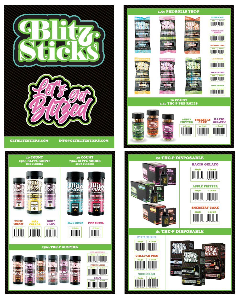 Blitz Sticks product catalog