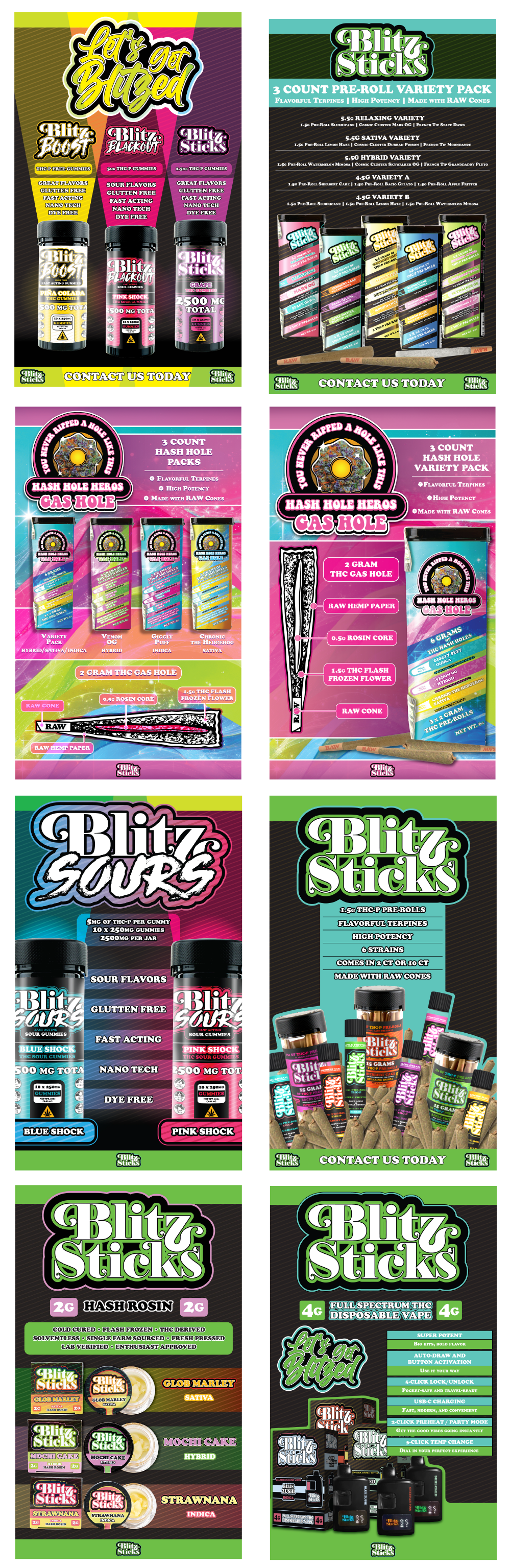 Blitz Sticks retail promotional materials