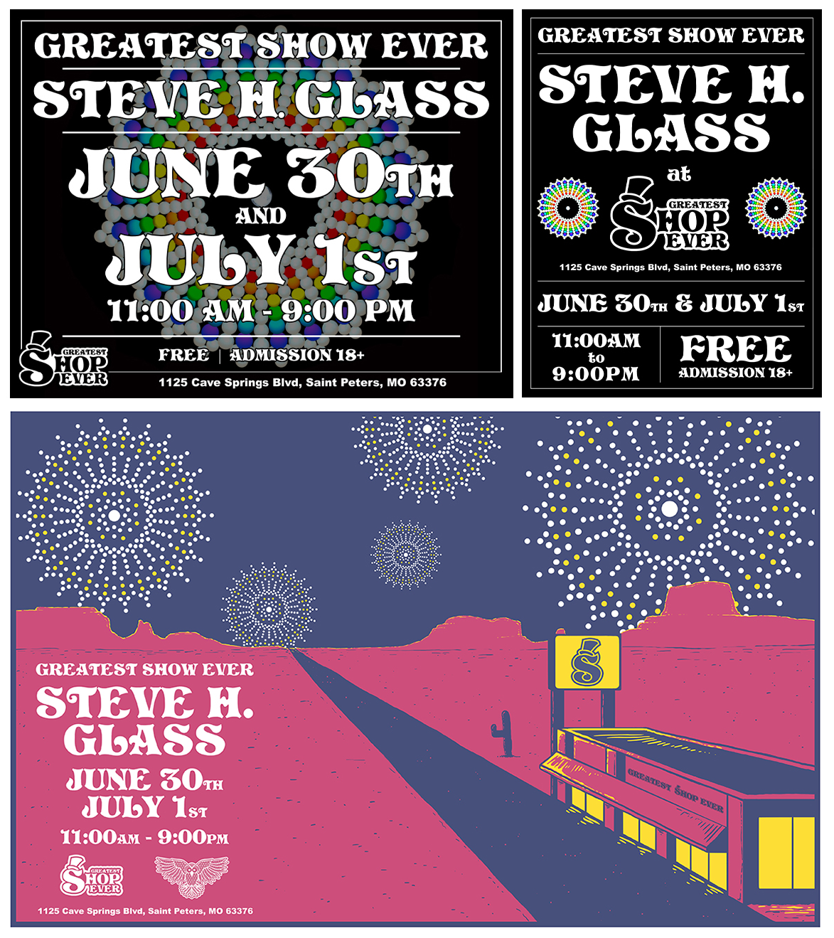 Greatest Shop Ever glass event promotional materials